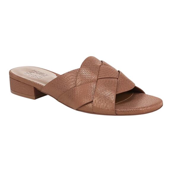 Naturalizer Women's Morena 2 Woven Block Heel Slide Sandals Brown Size 6 1/2 - Picture 1 of 4